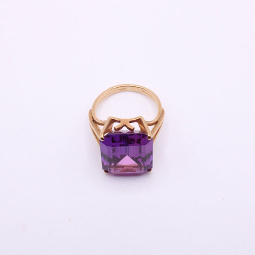 Bague Bague cocktail Or jaune Améthyste triple anneau 58 Facettes