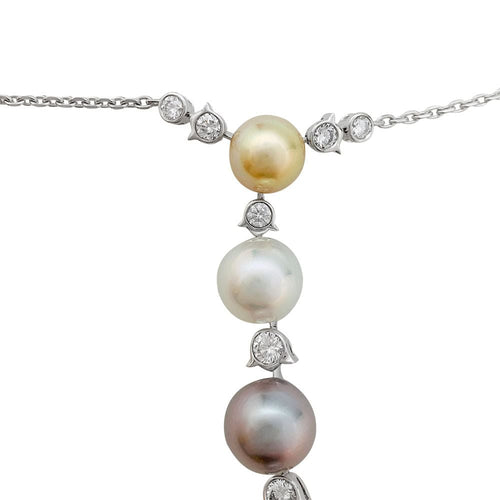 Collier Collier Cartier, "Agnès", or blanc, diamants, perles de culture. 58 Facettes 31183