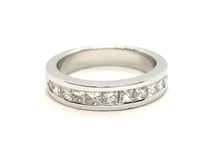 Bague 53 Bague Demie alliance Or blanc Diamant 58 Facettes 578777RV
