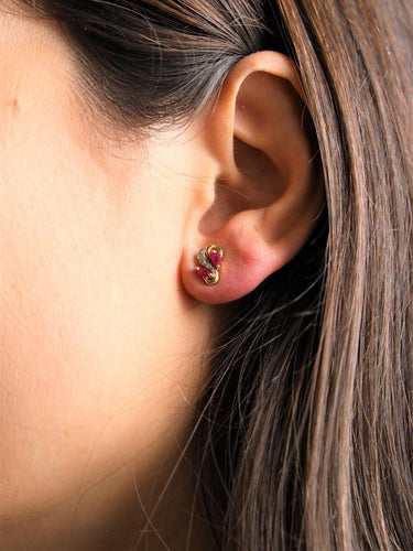 Boucles d'oreilles Boucles d'oreilles Puces Or jaune Rubis 58 Facettes 1667885CN