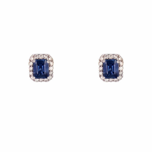Boucles d'oreilles Boucles d'oreilles saphirs diamants rectangulaires 58 Facettes 23-257A