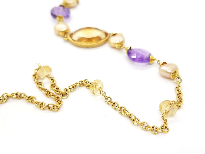 Collier Collier Sautoir Or jaune Citrine 58 Facettes 06600CD