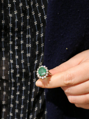 Bague Bague marguerite émeraude et diamants 58 Facettes 617