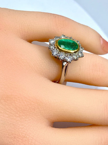 Bague 51 Bague marguerite Emeraude Diamants 58 Facettes AB203