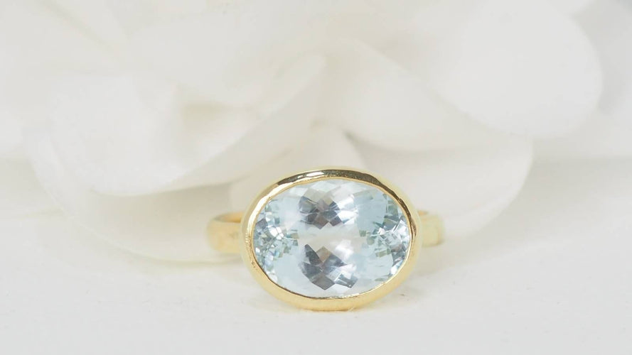 Bague 54 Bague Or jaune Aigue-marine 58 Facettes 31972