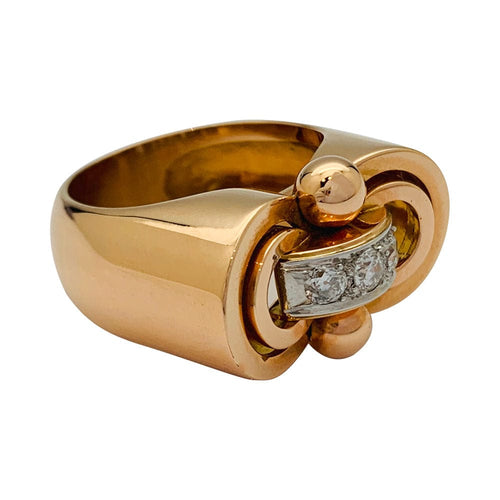 Bague 57 Bague tank or rose, blanc et diamants. 58 Facettes 31900