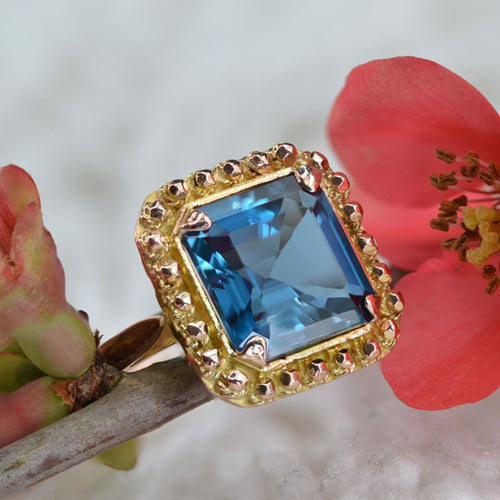Bague 55 Bague rétro topaze blue london et or 58 Facettes 23-104