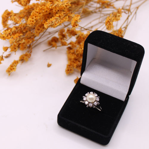 Bague Bague Marguerite diamant perle de culture 58 Facettes
