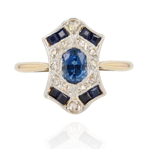 Bague 53 Bague art déco saphirs et diamants 58 Facettes 22-220