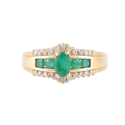 Bague Bague Émeraude Diamants Or jaune 58 Facettes