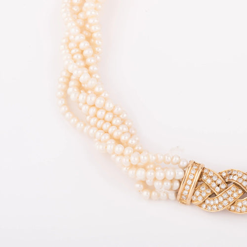 Collier Collier en perles multirangs et fermoir en diamants 58 Facettes
