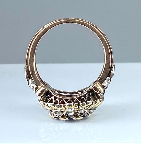 Bague 51 Bague saphir non chauffé  diamants Epoque 19ème siècle. 58 Facettes AB271