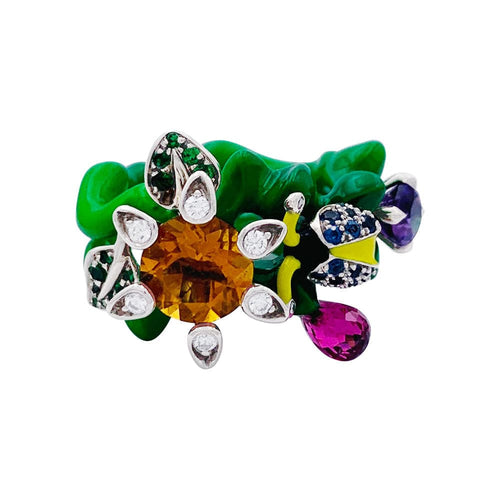 Bague 51 Bague Dior, "Milly Carnivora", laque, diamants, pierres de couleur. 58 Facettes 33130