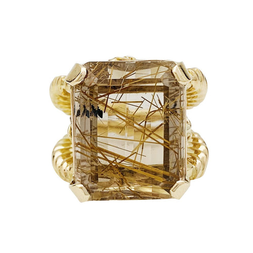 Bague 53 Bague en or jaune et quartz cheveux d'ange. 58 Facettes 30706