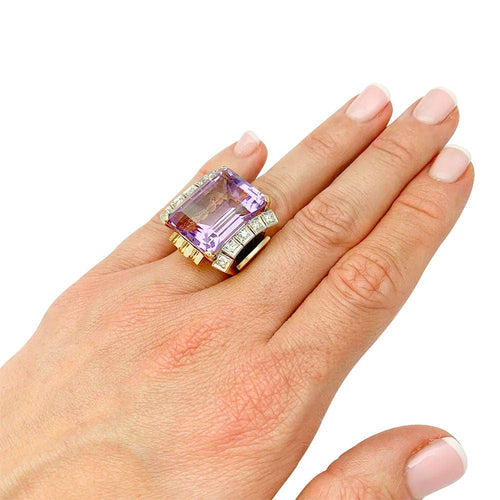Bague 53 Bague Tank en or rose, améthyste, diamants. 58 Facettes 31369