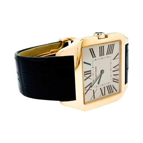 Montre Montre Cartier modèle "Santos Dumont" en or rose sur cuir. 58 Facettes 31929