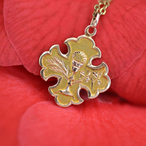Pendentif Croix ancienne en Or rose fleur de lys 58 Facettes CVP72