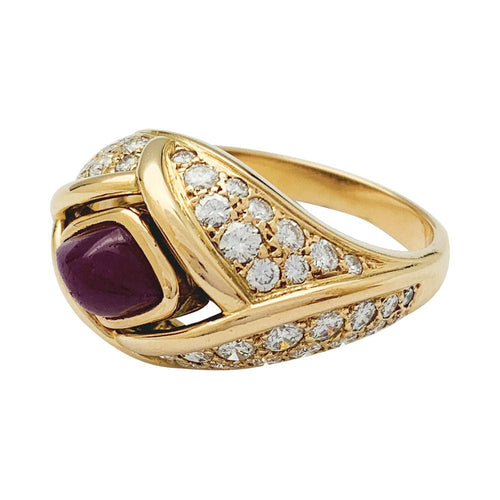 Bague 54 Bague Cartier en or jaune, diamants et rubis. 58 Facettes 31807
