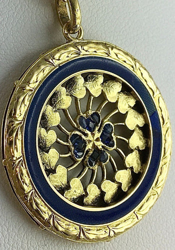Pendentif Pendentif Belle époque Email et motifs coeurs 58 Facettes