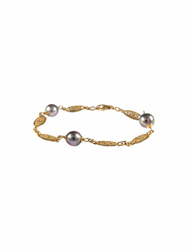 Bracelet Bracelet Or Jaune Perles de Tahiti 58 Facettes
