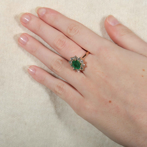 Bague Bague Marguerite Emeraude et diamants 58 Facettes 8392