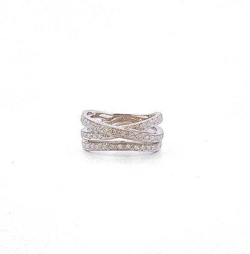 Bague 62 Bague multi rangs en or blanc et diamants 58 Facettes