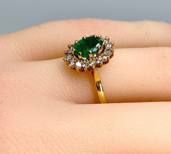 Bague Bague marguerite émeraude diamants 58 Facettes AB181