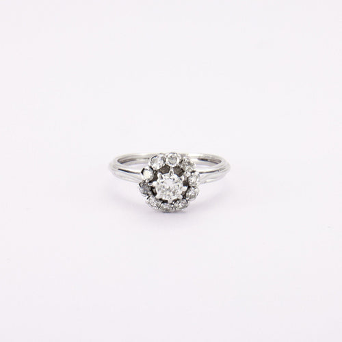Bague 54 SOLITAIRE DIAMANTS, OR BLANC 58 Facettes