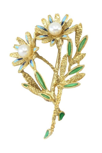 Broche BROCHE FLORALE ÉMAIL ET PERLES 58 Facettes 048711
