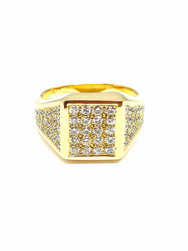 Bague Bague homme en or jaune et pavage de diamants 58 Facettes