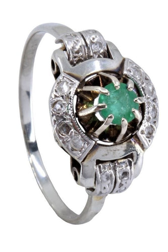 Bague 51 BAGUE ART-DÉCO ÉMERAUDE ET DIAMANTS 58 Facettes 064971