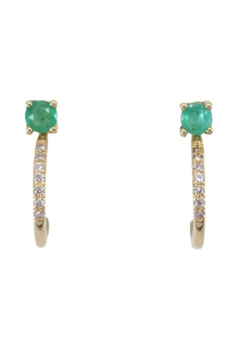 Boucles d'oreilles DEMI-CRÉOLES ÉMERAUDES ET DIAMANTS 58 Facettes 056191