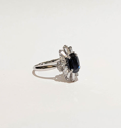 Bague Bague marquise saphir et diamants baguettes 58 Facettes