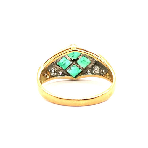 Bague 50 Bague Art Déco diamants et émeraudes 58 Facettes 3712
