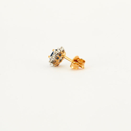 Boucles d'oreilles Boucles d'oreilles saphirs diamants forme marguerite 58 Facettes