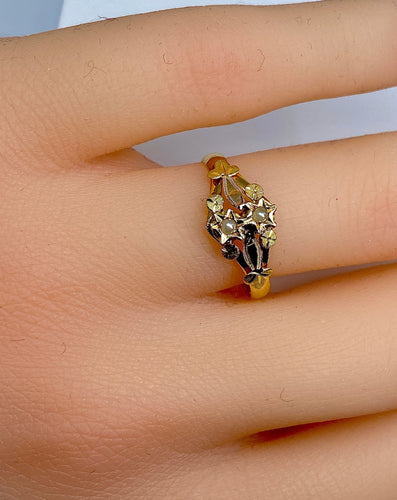 Bague 53 Bague or jaune et rose perles 58 Facettes AB180