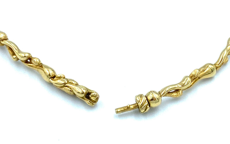 Collier GILBERT ALBERT. Collier or jaune, perles et diamants 58 Facettes