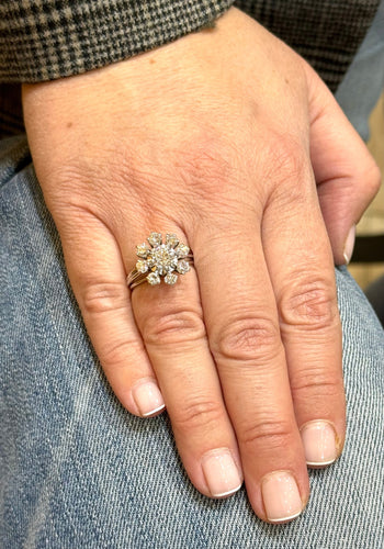 Bague 57 Bague soleil or blanc 18 carats et diamants 58 Facettes