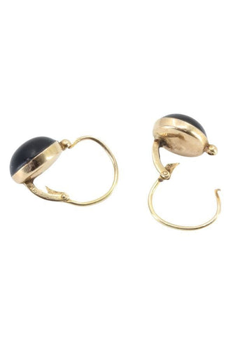 Boucles d'oreilles DORMEUSES ANCIENNES EN JAIS 58 Facettes 042071