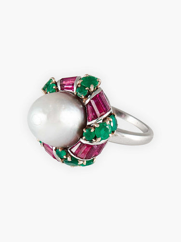 Bague Bague Mauboussin Perle fine, émeraude et rubis 58 Facettes HS2581