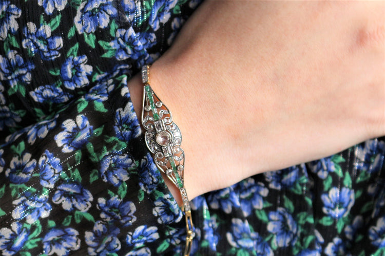 Bracelet Bracelet diamants et émeraudes 58 Facettes 520