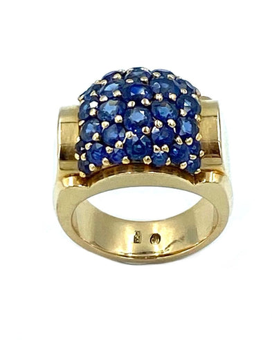 Bague GÜBELIN. Bague Tank or jaune et saphirs 58 Facettes