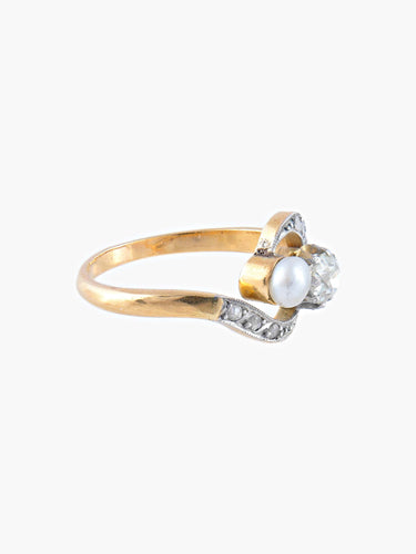 Bague Bague Toi & Moi Or Platine Diamant Perle Fine 58 Facettes