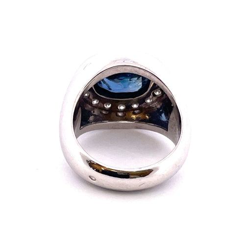 Bague 51 Chevalière  femme Or Saphir Diamants 58 Facettes