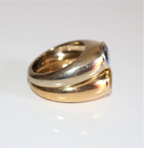 Bague POIRAY - Bague double jonc or blanc or jaune saphirs 58 Facettes 393