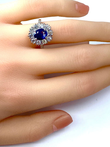 Bague 52 Bague marguerite Saphir Diamants 58 Facettes AB201