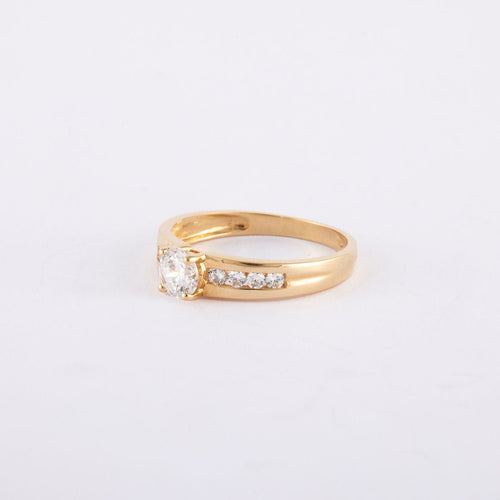 Bague 53.5 Bague Solitaire en or jaune, diamant 58 Facettes