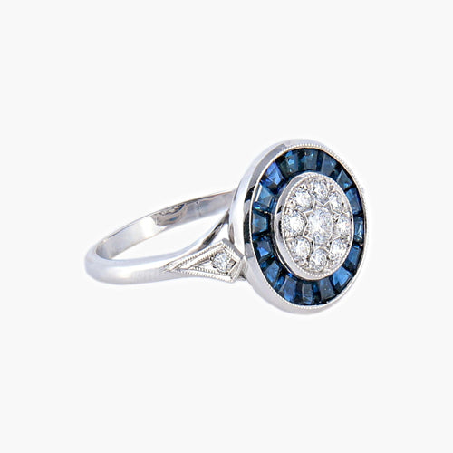 Bague Bague style Art Déco Diamants Saphirs 58 Facettes
