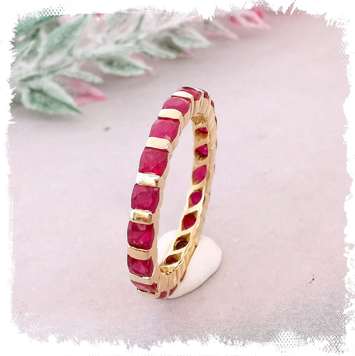 Bague Alliance Américaine Rubis Or Jaune 58 Facettes AB 1071