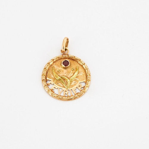 Pendentif Médaille Art Nouveau, Février 58 Facettes